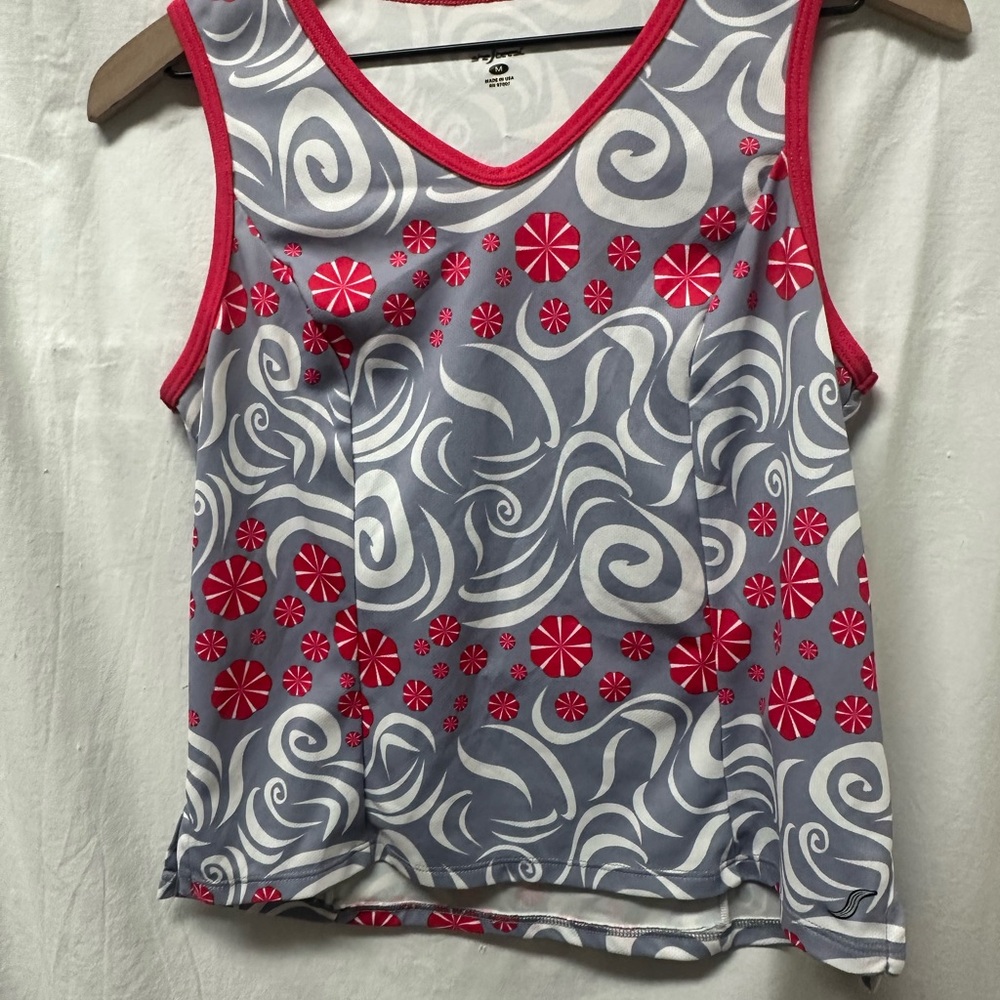 Shebeest Women’s Cycling Jersey Swirl Peppermint Print Zip Pocket Top